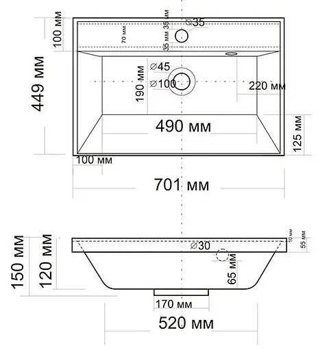 Раковина Madera Classica 70 белый 4627173210171