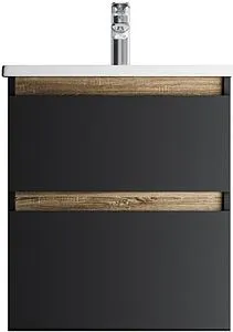 Тумба под умывальник подвесная Am.Pm X-Joy 55 чёрный матовый/светлое дерево M85AFHX0552BM, 1