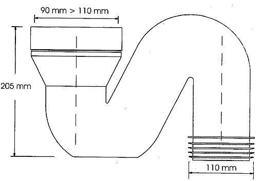 Патрубок для унитаза с гидрозатвором Mc Alpine MRWC44