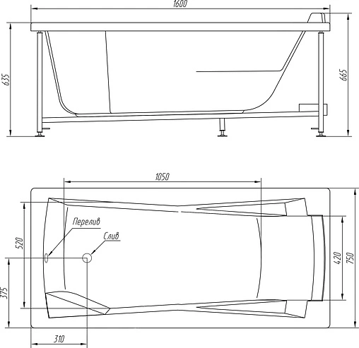 Ванна акриловая BellRado Доминик 160x75 BR7011010-10