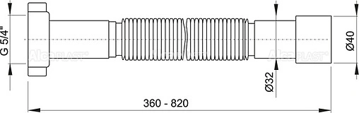 Слив гофрированный AlcaPlast 1¼x32/40мм L=360-820мм A705 Слив гофрированный AlcaPlast 1¼x32/40мм L=360-820мм A705