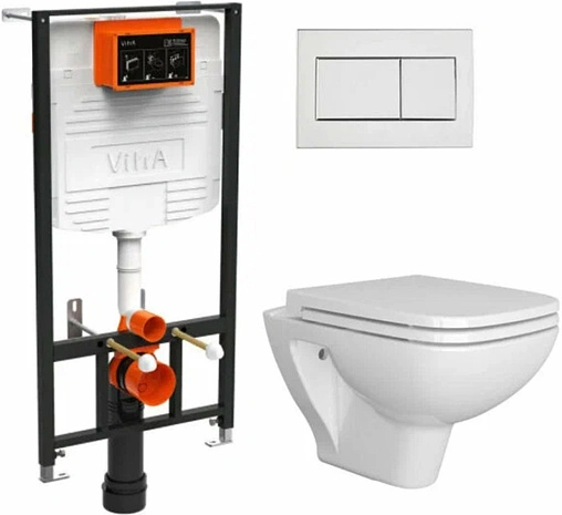 Комплект 5 в 1 VitrA S20 L-box 9004B003-7207 с кнопкой Uno 730-0180EXP хром глянцевый