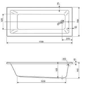 Ванна акриловая Cezares Plane Solo Mini 170x70 Ванна акриловая Cezares Plane Solo Mini 170x70, 2