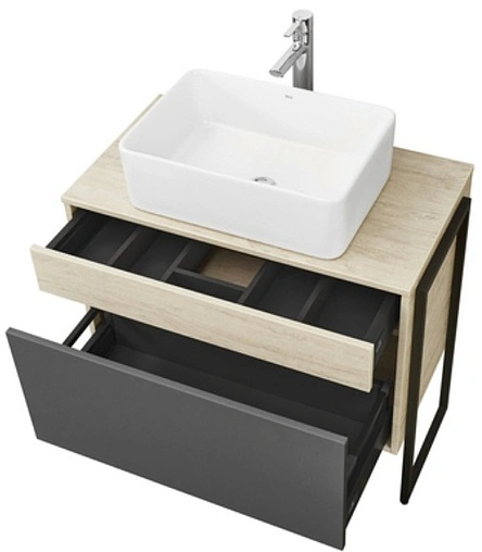 Тумба-умывальник подвесная Aquaton Лофт Урбан 80 графит/орегон 1A2476K2LQX60