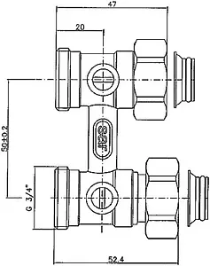 Узел нижнего подключения радиатора прямой ¾"ек x ¾"ек Comap 960206-AF Узел нижнего подключения радиатора прямой ¾"ек x ¾"ек Comap 960206-AF, 2