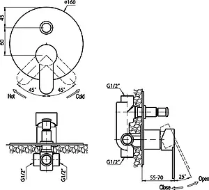 Смеситель для ванны скрытого монтажа Cezares Laconico хром LACONICO-C-VDI-01 Смеситель для ванны скрытого монтажа Cezares Laconico хром LACONICO-C-VDI-01, 2