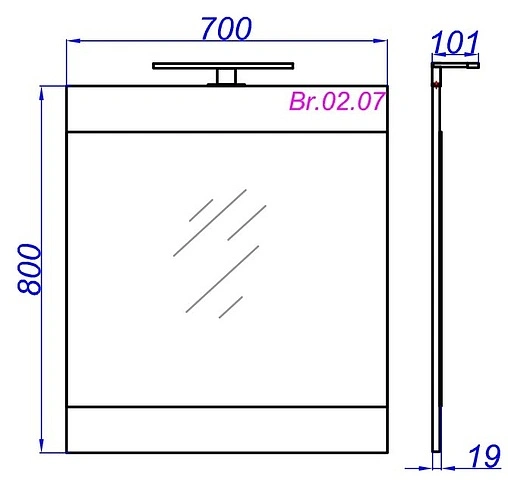 Зеркало с подсветкой Aqwella Brig 70 белый Br.02.07/W