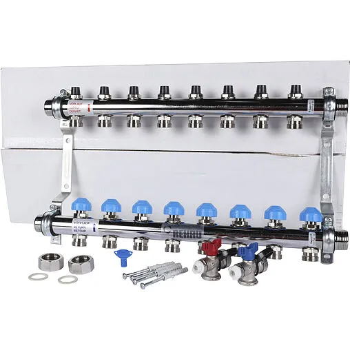 Группа коллекторная без расходомеров 8 отводов 1&quot;н/н x ¾&quot;ек Rehau HKV 12180811001