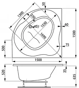 Ванна акриловая Vagnerplast Plejada 150x150 VPBA150PLE3X-04 Ванна акриловая Vagnerplast Plejada 150x150 VPBA150PLE3X-04, 2