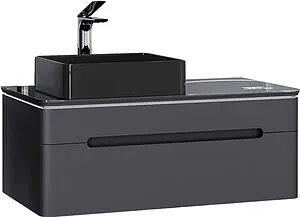 Тумба-умывальник подвесная Jorno Shine 100 антрацит Shi.01.100-M/P/A+ Тумба-умывальник подвесная Jorno Shine 100 антрацит Shi.01.100-M/P/A+, 1