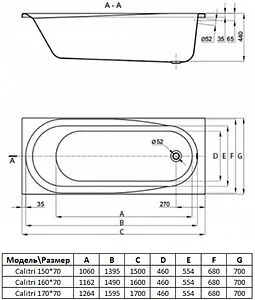 Ванна акриловая Toni Arti Calitri PL 170х70 TA-C17070 Ванна акриловая Toni Arti Calitri PL 170х70 TA-C17070, 2