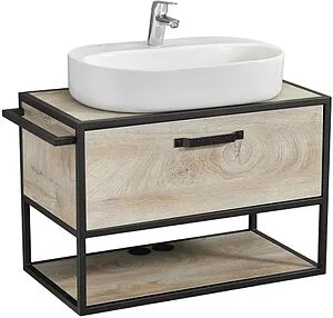 Тумба-умывальник подвесная Aquaton Лофт Фабрик 80 дуб эндгрейн 1A2424K0LTDU0, 1