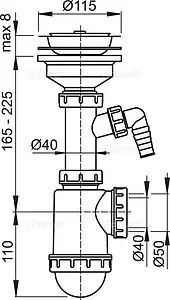 Сифон бутылочный для мойки AlcaPlast A446P-DN50/40 Сифон бутылочный для мойки AlcaPlast A446P-DN50/40, 2