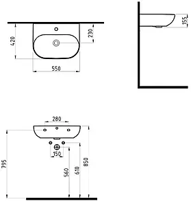 Раковина Bien Vokha 55 белый MDLS05501FD1W5000 Раковина Bien Vokha 55 белый MDLS05501FD1W5000, 2