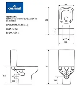 Унитаз-компакт безободковый Cersanit Colour Clean On белый S-KO-COL011-3/5-COn-DL-w Унитаз-компакт безободковый Cersanit Colour Clean On белый S-KO-COL011-3/5-COn-DL-w, 2