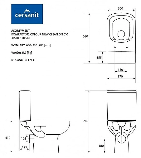 Унитаз-компакт безободковый Cersanit Colour Clean On белый S-KO-COL011-3/5-COn-DL-w