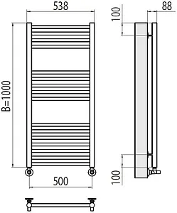 Полотенцесушитель водяной лесенка Terminus Альба П16 500х1000 полированная сталь 4670078530455 Полотенцесушитель водяной лесенка Terminus Альба П16 500х1000 полированная сталь 4670078530455, 2