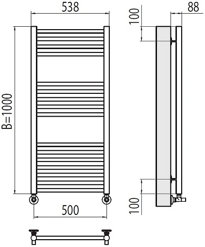 Полотенцесушитель водяной лесенка Terminus Альба П16 500х1000 полированная сталь 4670078530455