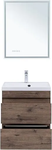 Тумба-умывальник подвесная Aquanet Нота New 60 дуб веллингтон/табак 00334191+00281220