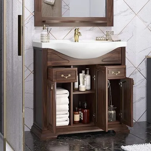 Тумба под умывальник напольная Opadiris Риспекто 85 орех антикварный 00-00006705