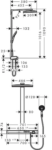 Душевая система с термостатом для душа Hansgrohe Rainmaker Select 460 2jet EcoSmart хром/белый 27028400