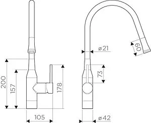 Смеситель для кухни Omoikiri Yatomi BN-R нержавеющая сталь/красный 4994248 Смеситель для кухни Omoikiri Yatomi BN-R нержавеющая сталь/красный 4994248, 2