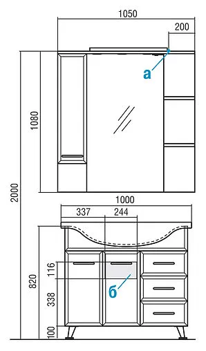 Шкаф-зеркало Aquaton Эмили 105 L белый 1A008602EM01L