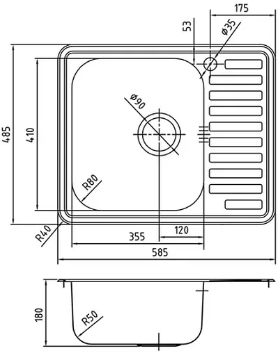 Мойка кухонная IDDIS Strit 58.5 L хром STR58PLi77