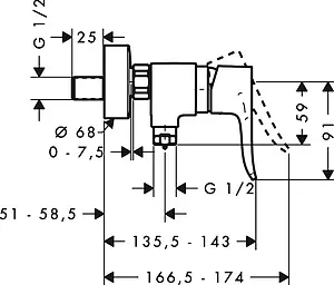 Смеситель для душа Hansgrohe Metris хром 31680000 Смеситель для душа Hansgrohe Metris хром 31680000, 3