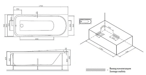 Панель для ванны фронтальная Am.Pm Like 170 белый W80A-170-070W-P