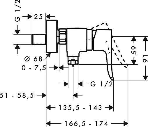 Смеситель для душа Hansgrohe Metris хром 31680000