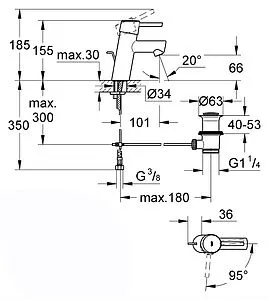 Смеситель для раковины Grohe Concetto хром 2338010E Смеситель для раковины Grohe Concetto хром 2338010E, 2