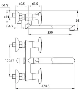 Смеситель для ванны с длинным изливом IDDIS Copter хром COPSBL2i10WA Смеситель для ванны с длинным изливом IDDIS Copter хром COPSBL2i10WA, 2