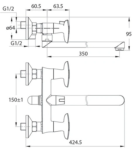 Смеситель для ванны с длинным изливом IDDIS Copter хром COPSBL2i10WA