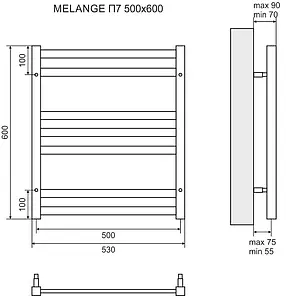 Полотенцесушитель электрический лесенка Lemark Melange П7 600х500 полированная сталь LM49607E, 2