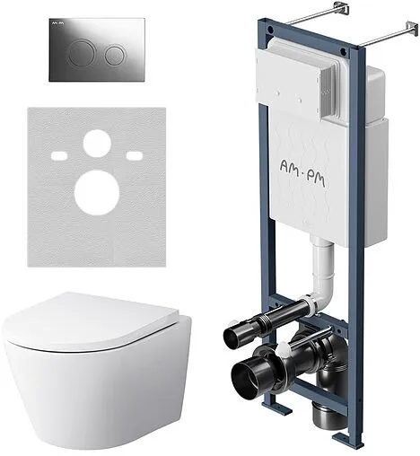 Комплект 6 в 1 Am.Pm Sense FlashClean IS110151.741701 с кнопкой хром глянцевый