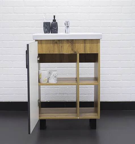 Тумба-умывальник напольный Домино Craft 60 графит/дуб вотан DCr2201T+4640021060773