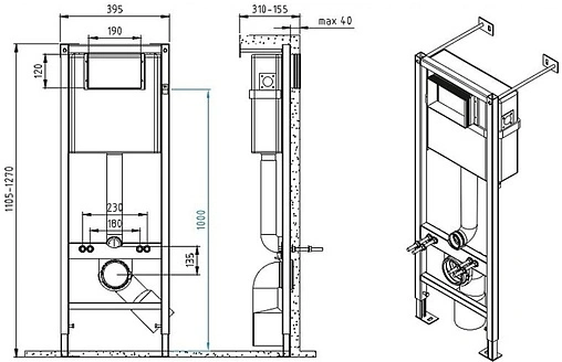 Инсталляция для подвесного унитаза Set 3 в 1 Cersanit Vector 40 64178 с кнопкой белый глянцевый