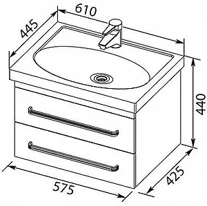 Тумба-умывальник подвесная Aquanet Сиена 60 белый 00186359+00185476 Тумба-умывальник подвесная Aquanet Сиена 60 белый 00186359+00185476, 2