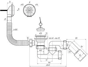 Слив-перелив для ванны Ани Пласт хром E251, 2