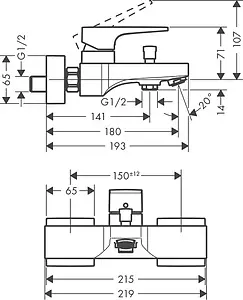 Смеситель для ванны Hansgrohe Metropol хром 32540000 Смеситель для ванны Hansgrohe Metropol хром 32540000, 2