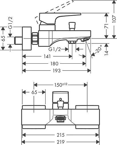 Смеситель для ванны Hansgrohe Metropol хром 32540000