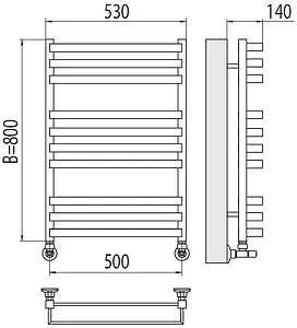 Полотенцесушитель водяной лесенка Terminus Рид П10 500х800 полированная сталь 4670078513434 Полотенцесушитель водяной лесенка Terminus Рид П10 500х800 полированная сталь 4670078513434, 2