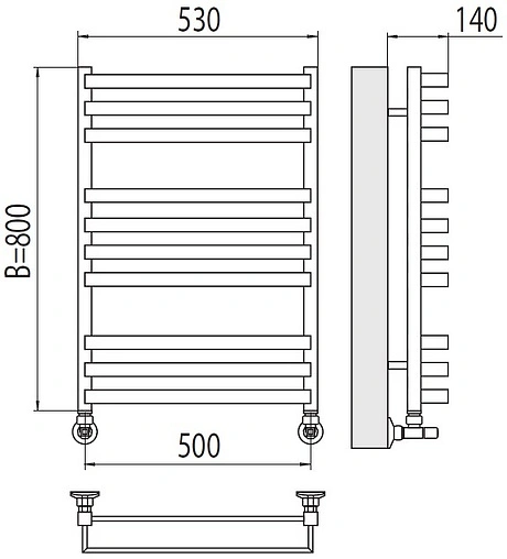 Полотенцесушитель водяной лесенка Terminus Рид П10 500х800 полированная сталь 4670078513434 Полотенцесушитель водяной лесенка Terminus Рид П10 500х800 полированная сталь 4670078513434