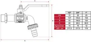 Кран шаровый со штуцером 1"н Itap 1320100 Кран шаровый со штуцером 1"н Itap 1320100, 2