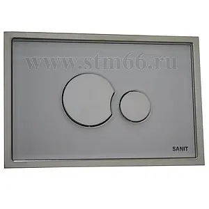 Клавиша смыва для унитаза Sanit SG706 16.720.81..0000 кнопки/хром глянцевый, панель/стекло белый, 1