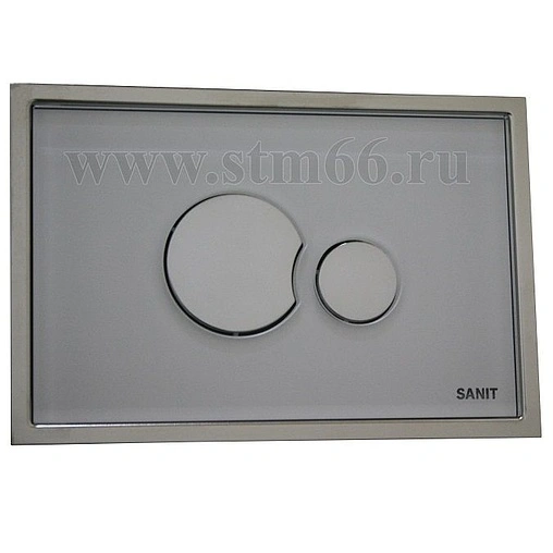 Клавиша смыва для унитаза Sanit SG706 16.720.81..0000 кнопки/хром глянцевый, панель/стекло белый