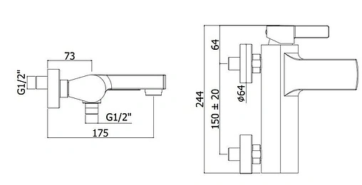 Смеситель для ванны Paffoni Rock хром RO022CR
