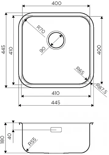 Мойка кухонная Omoikiri Omi 44-U/I Quadro IN нержавеющая сталь 4993494