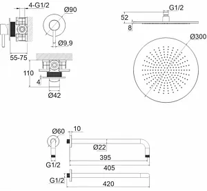 Смеситель для душа скрытого монтажа WHITECROSS Y brushed gold золото брашированное YSET01GLB, 2